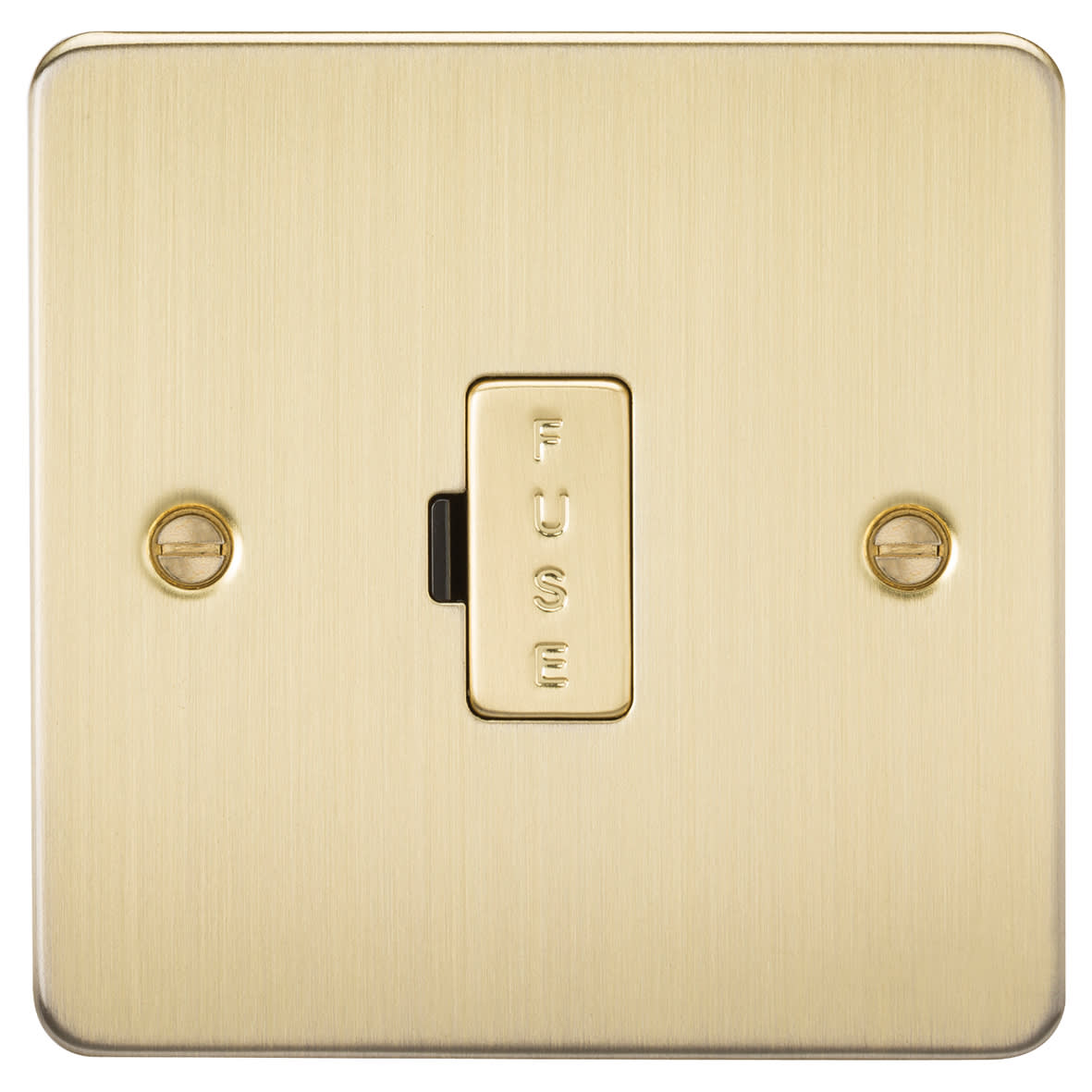 13A 1 Gang Flat Plate Unswitched Fused Spur - Brushed Brass