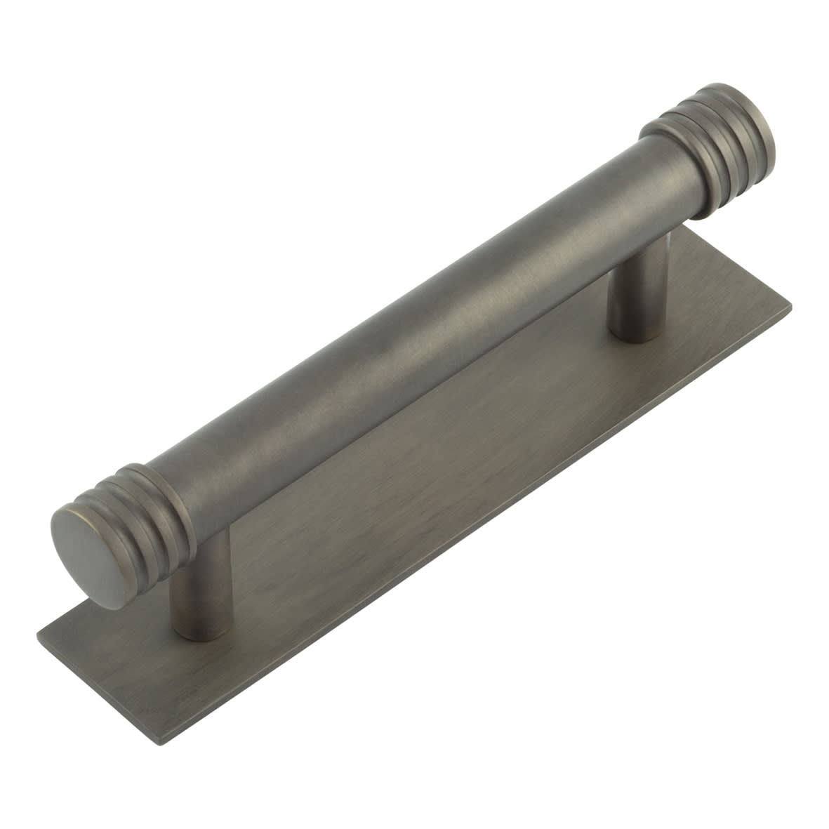 Sturt 15mm Reeded T-Bar Cabinet Pull Handle on Plain Backplate - 96mm c/c - Dark Bronze