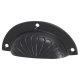 Shell Cabinet Cup Handle - 84mm Centres - Black Iron