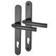 1117/3810N Black uPVC Multipoint Door Handles - Long Plate - 92mm c/c - 70mm door - Birmingham Range