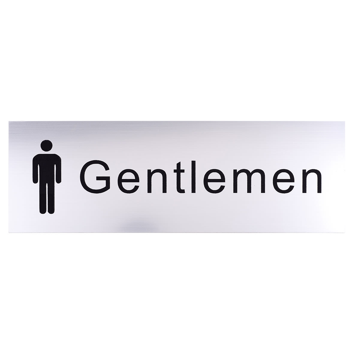 Gentlemens Toilet Door Sign - 300 x 100mm - Brushed Silver Plastic