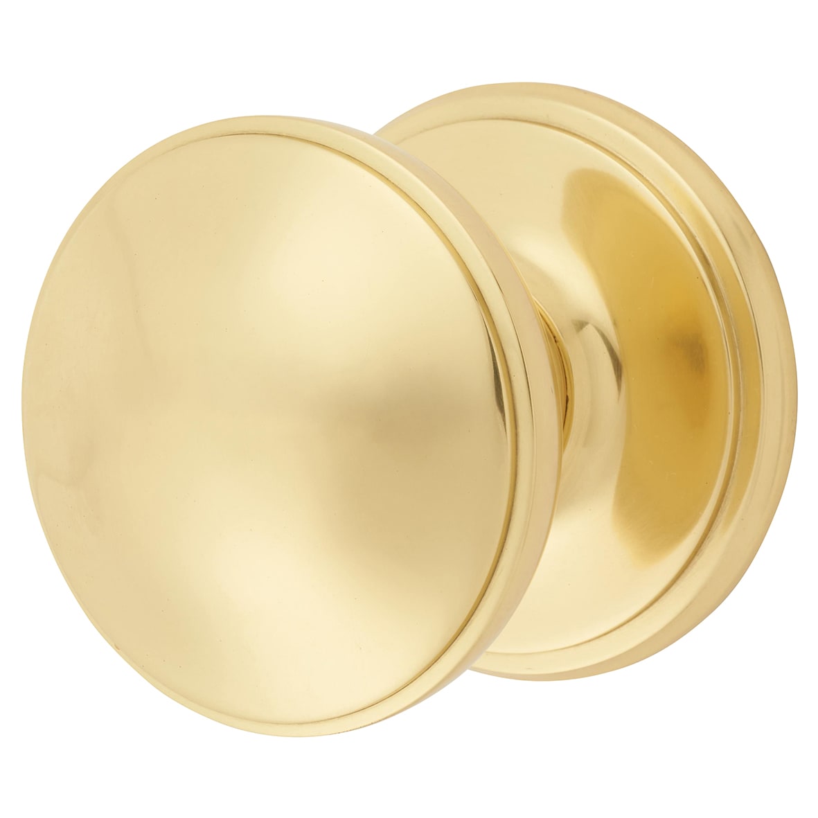 Polished Brass Round Centre Door Knob - 80mm Rose Diameter