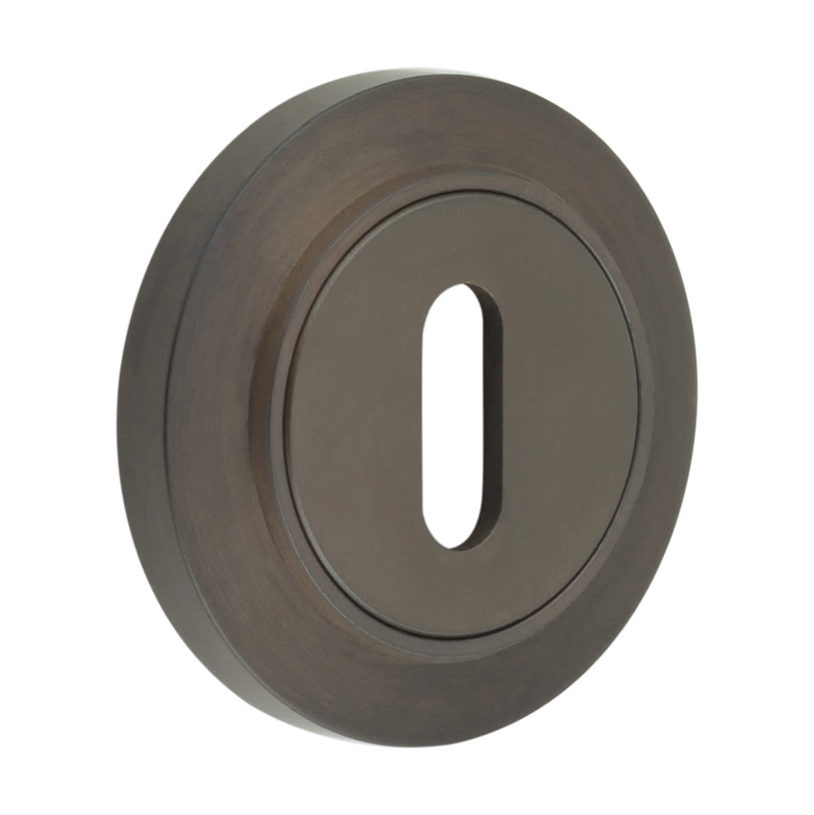 Escutcheon on Chamfered Rose - 53mm Diameter - Keyhole - Dark Bronze