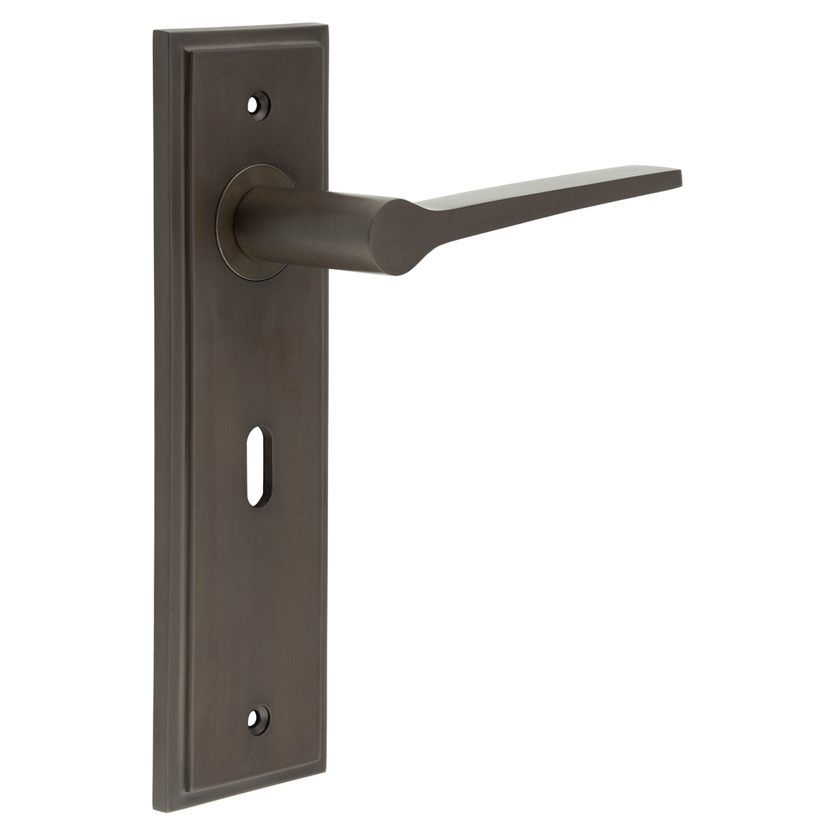 Dark Bronze Fire Rated Keyhole Lock Door Handles - Knightsbridge - 200 x 55mm