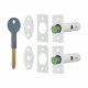 8002 Door Security Bolt - White - Pack of 2 with 1 Key