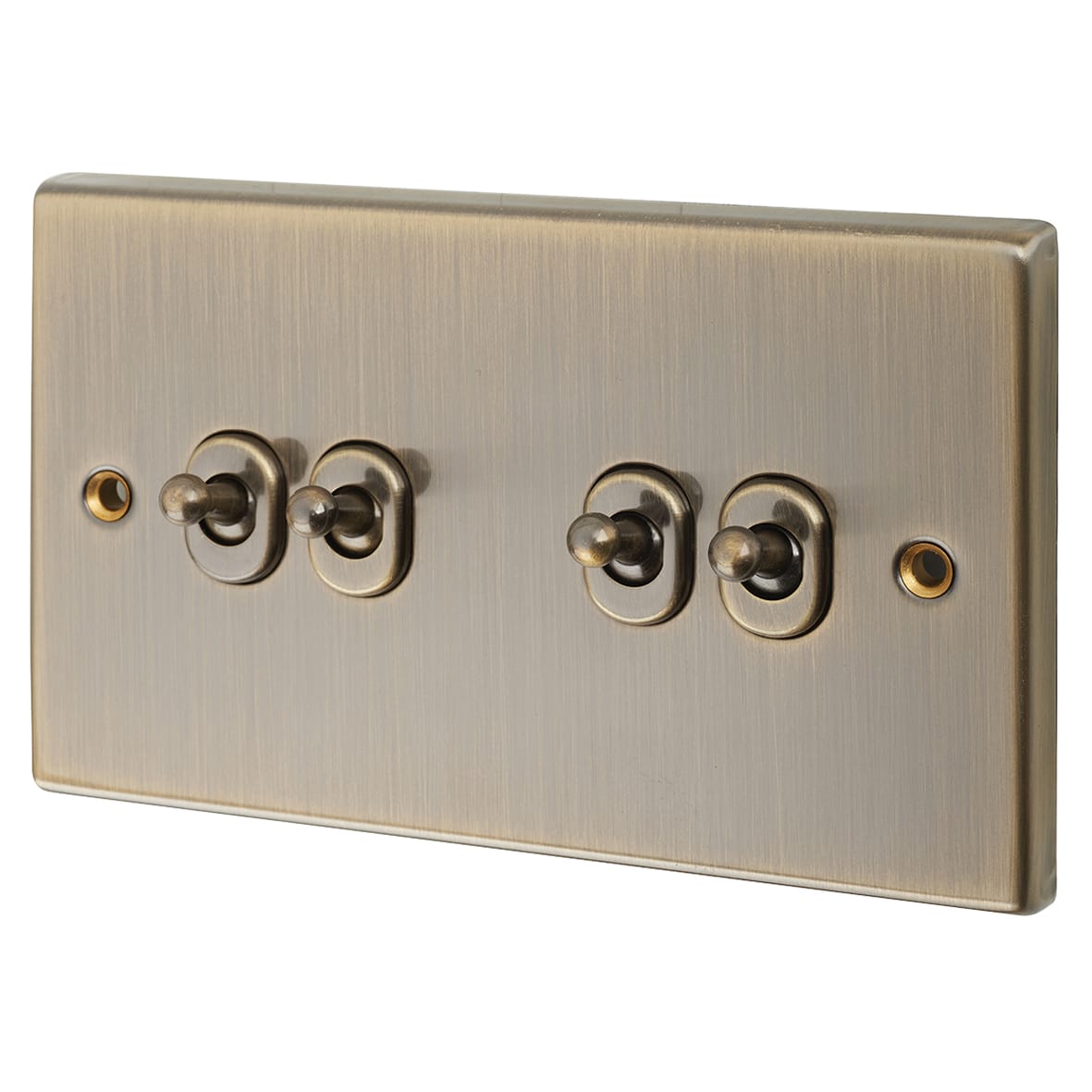 10AX 4 Gang 2 Way Toggle Light Switch - Antique Brass