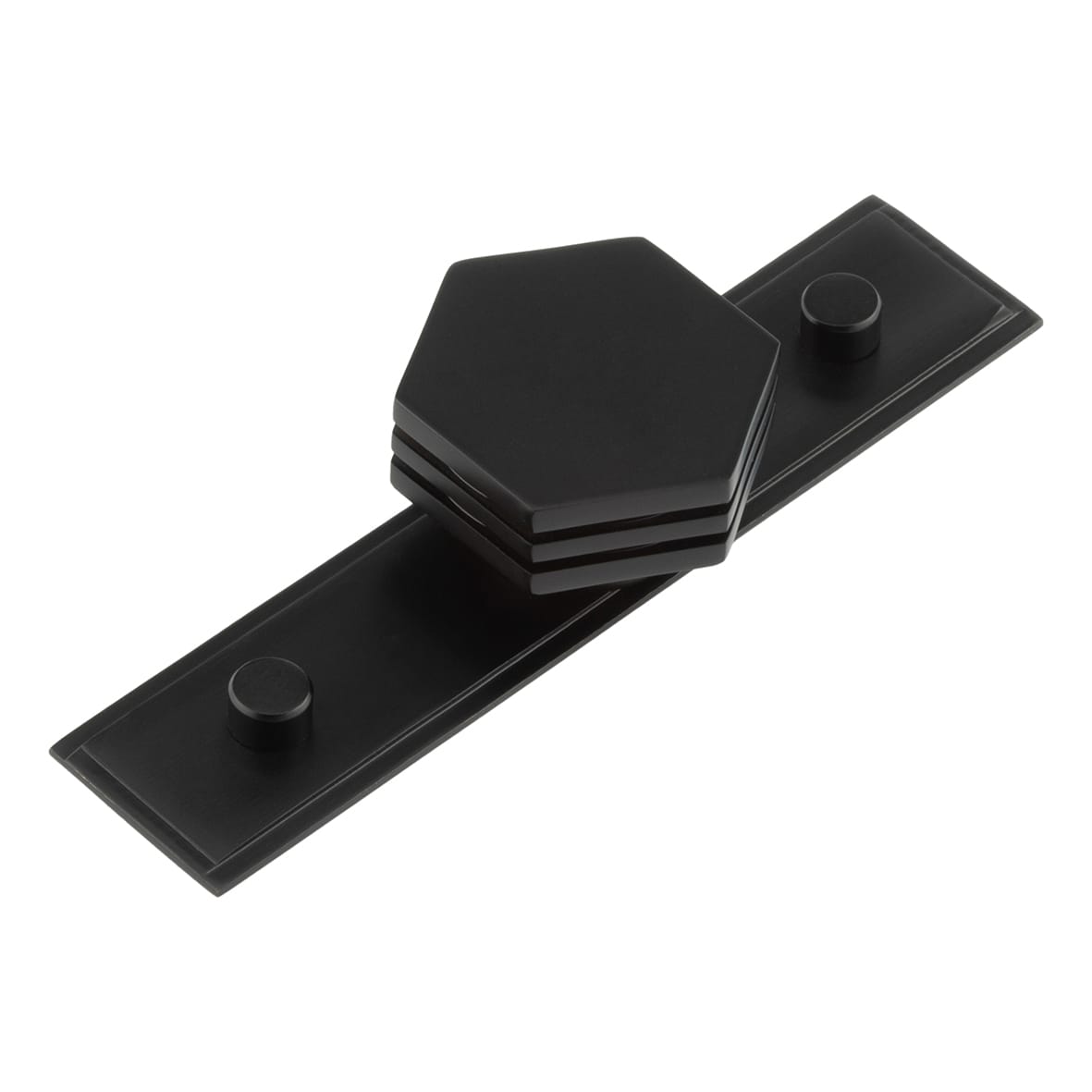 Nile Hex Cabinet Knob on Stepped Backplate - 40mm Diameter - Black