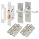 Satin Chrome Victorian Scroll Bathroom Lock Door Handles Pack