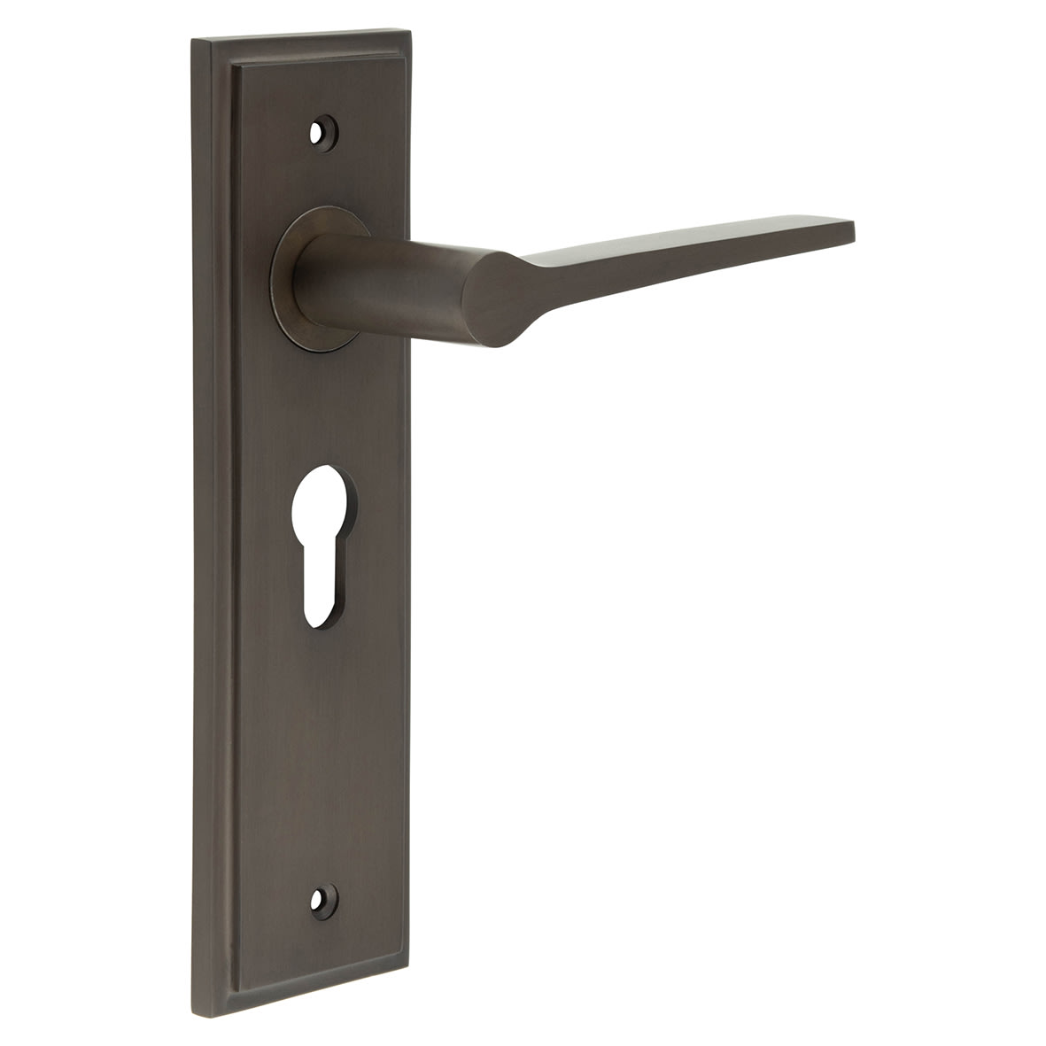 Dark Bronze Fire Rated Euro Lock Door Handles - Knightsbridge - 200 x 55mm