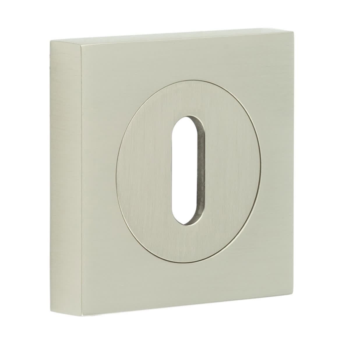 Square Escutcheon on Plain Rose - 52 x 52mm - Keyhole - Satin Nickel