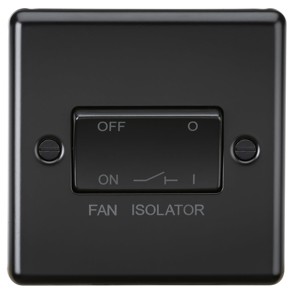 10A 1 Gang Round Edge Triple Pole Fan Isolator Switch - Matt Black