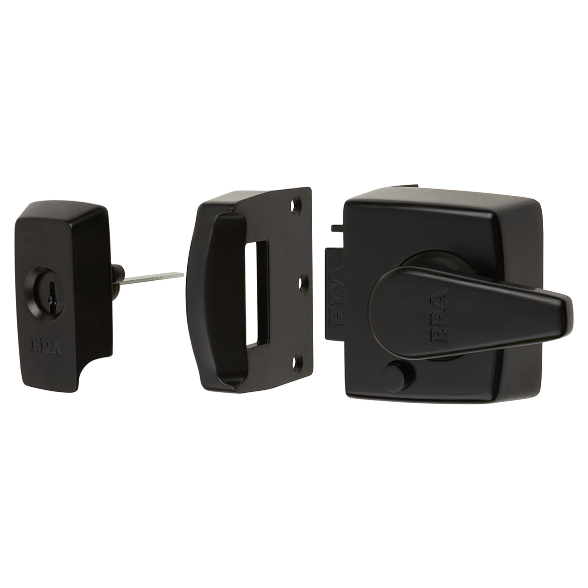 BS 3621:2007 Keyless Egress Nightlatch - 40mm Backset - Matt Black Case/ Cylinder