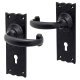 Antique Black Windsor Tudor Keyhole Lock Door Handles - 152 x 55mm