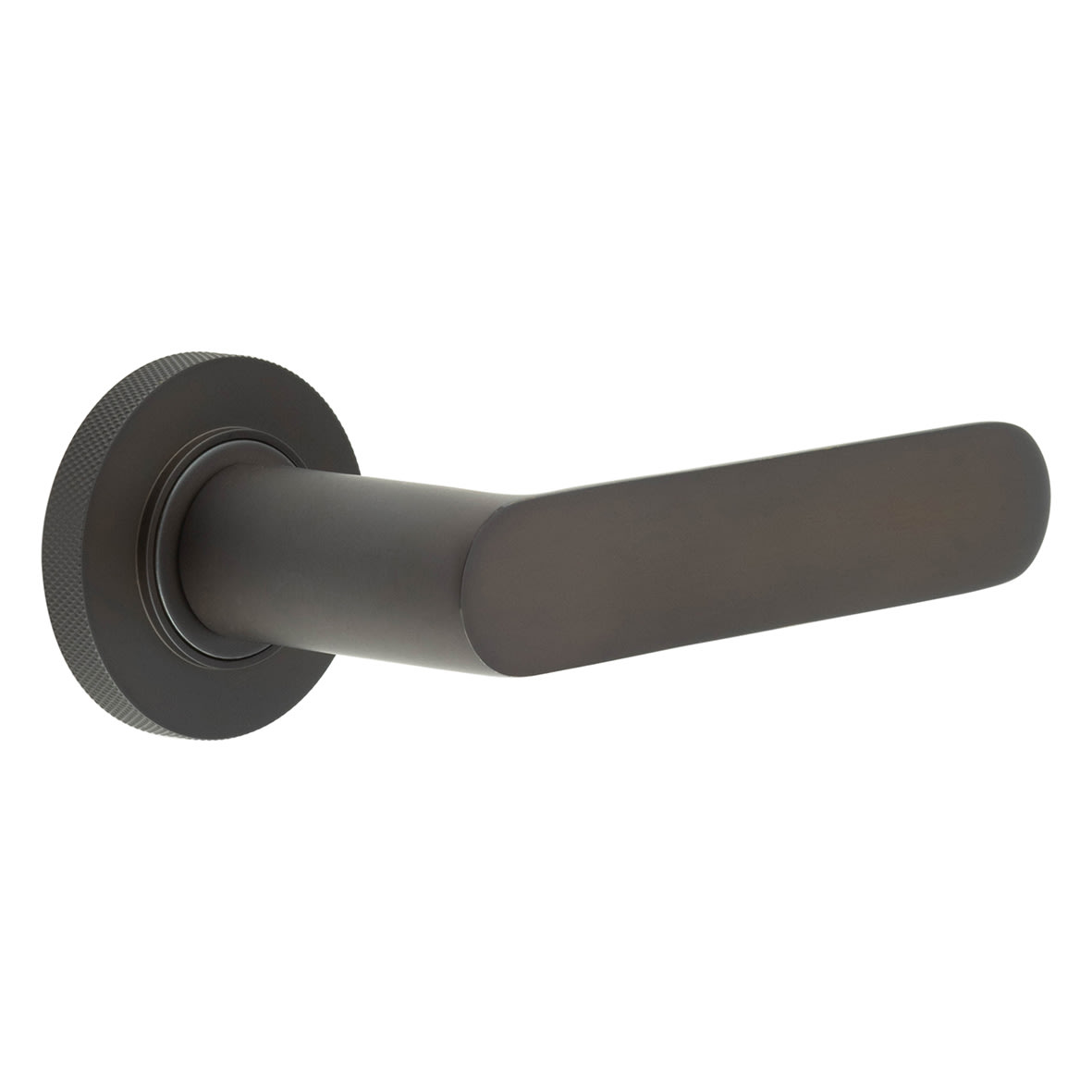 Dark Bronze Fire Rated Door Handles on Round Knurled Rose - Kensington Range