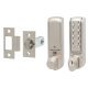 Digital Push Button Code Lock and Latch with Key Override - Brushed Steel