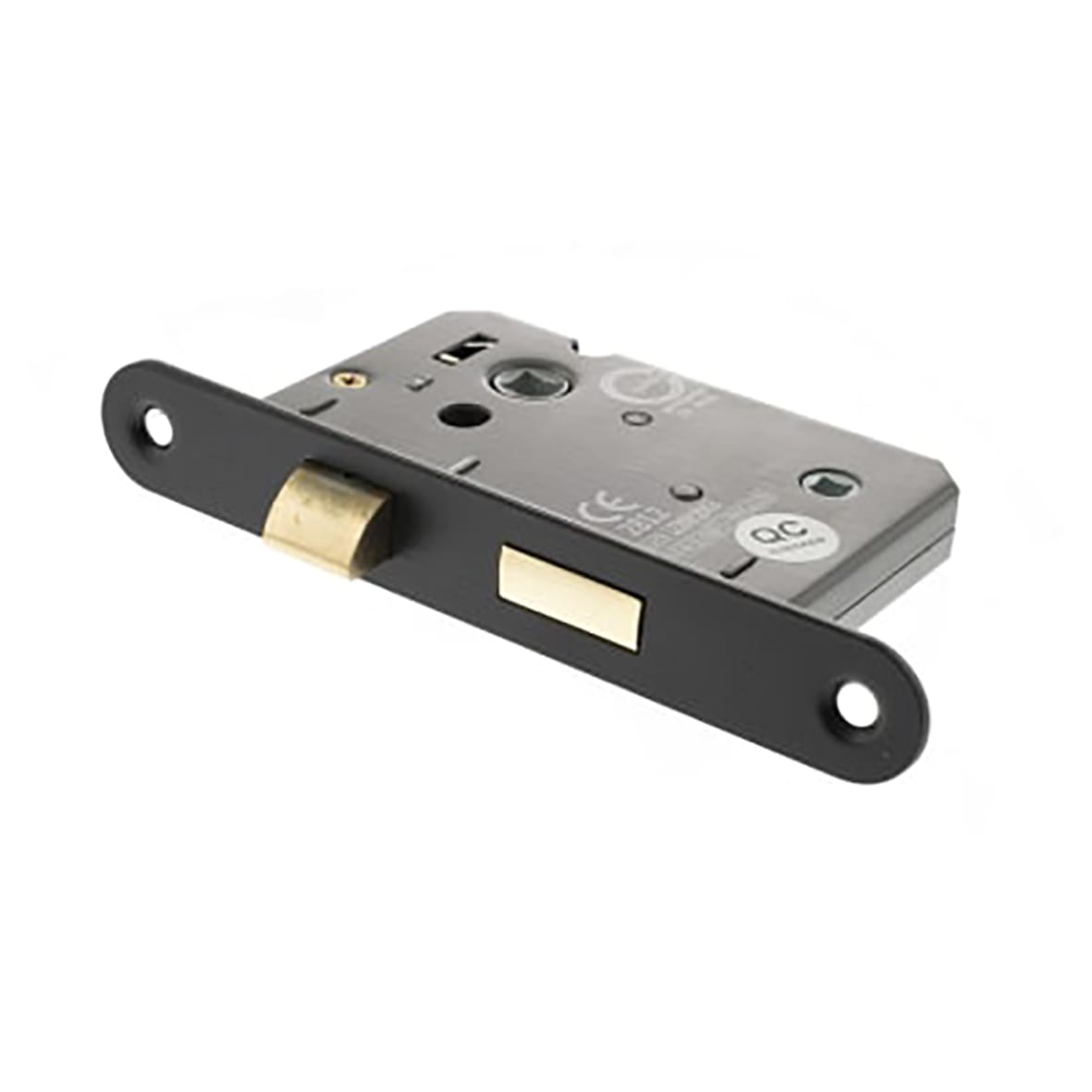 Fire-Rated Bolt Through Bathroom Lock - 77mm Case - 57mm Backset - Radius - Matt Black