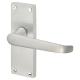 Satin Chrome Victorian Straight Latch Door Handles - Short Plate - 118 x 42mm