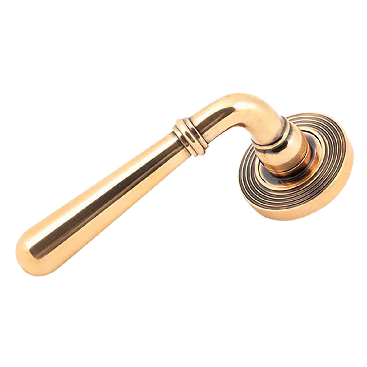 Polished Bronze Door Handles on Round Beehive Rose - Newbury Range