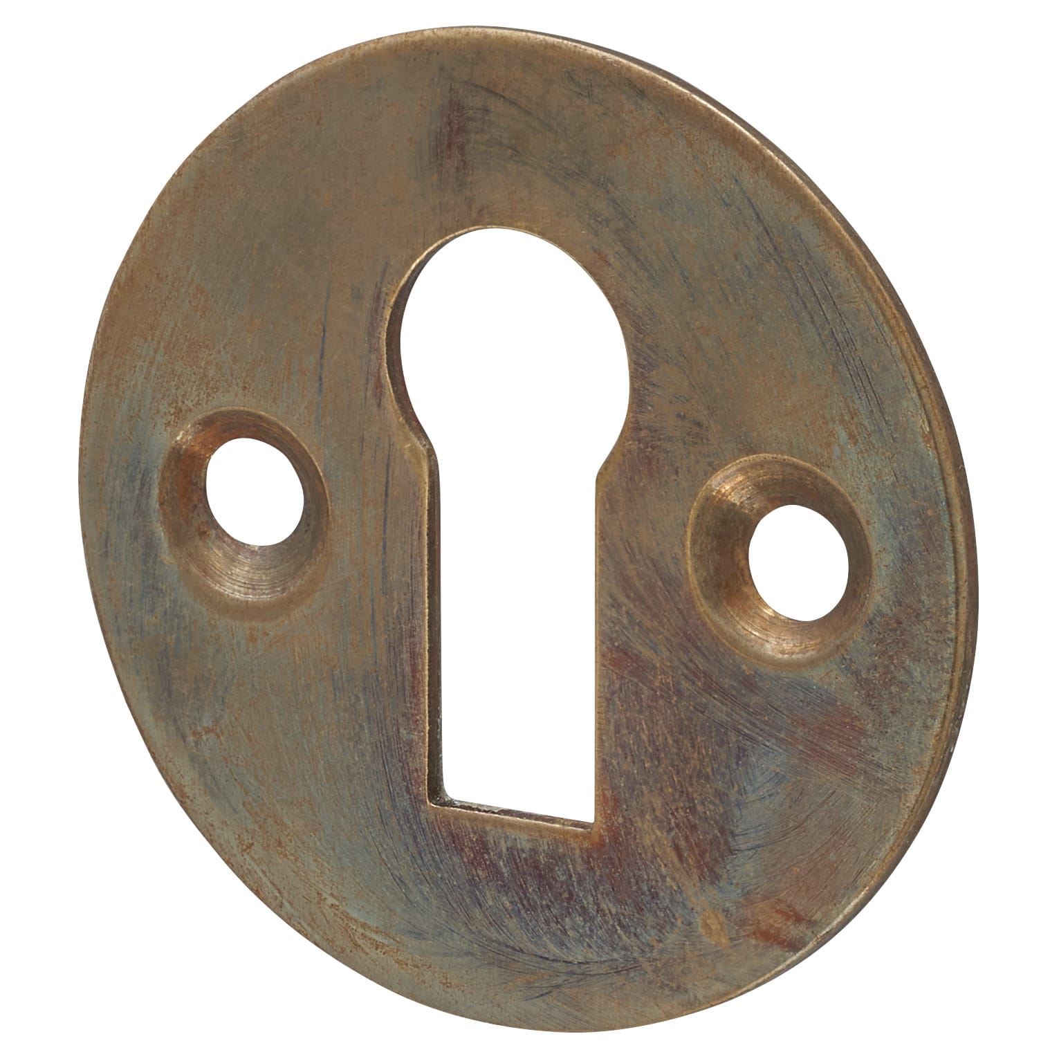 Victorian Escutcheon - 32mm Diameter - Keyhole - Aged Brass