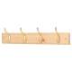 Hat & Coat Hook Rail - 450 x 70 x 15mm - 4 Hooks - Pine Board with Polished Brass Hooks
