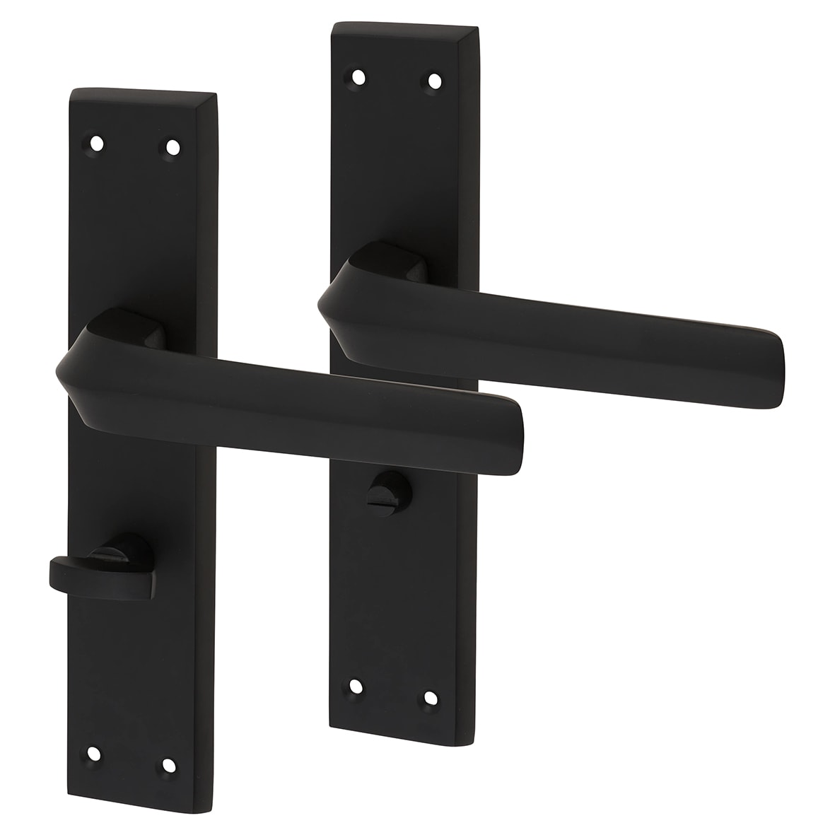 Matt Black Bathroom Door Handles - Norley Range - 200 x 42mm