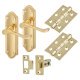 Polished Brass Scroll Latch Door Handles Pack - Ashmead Range