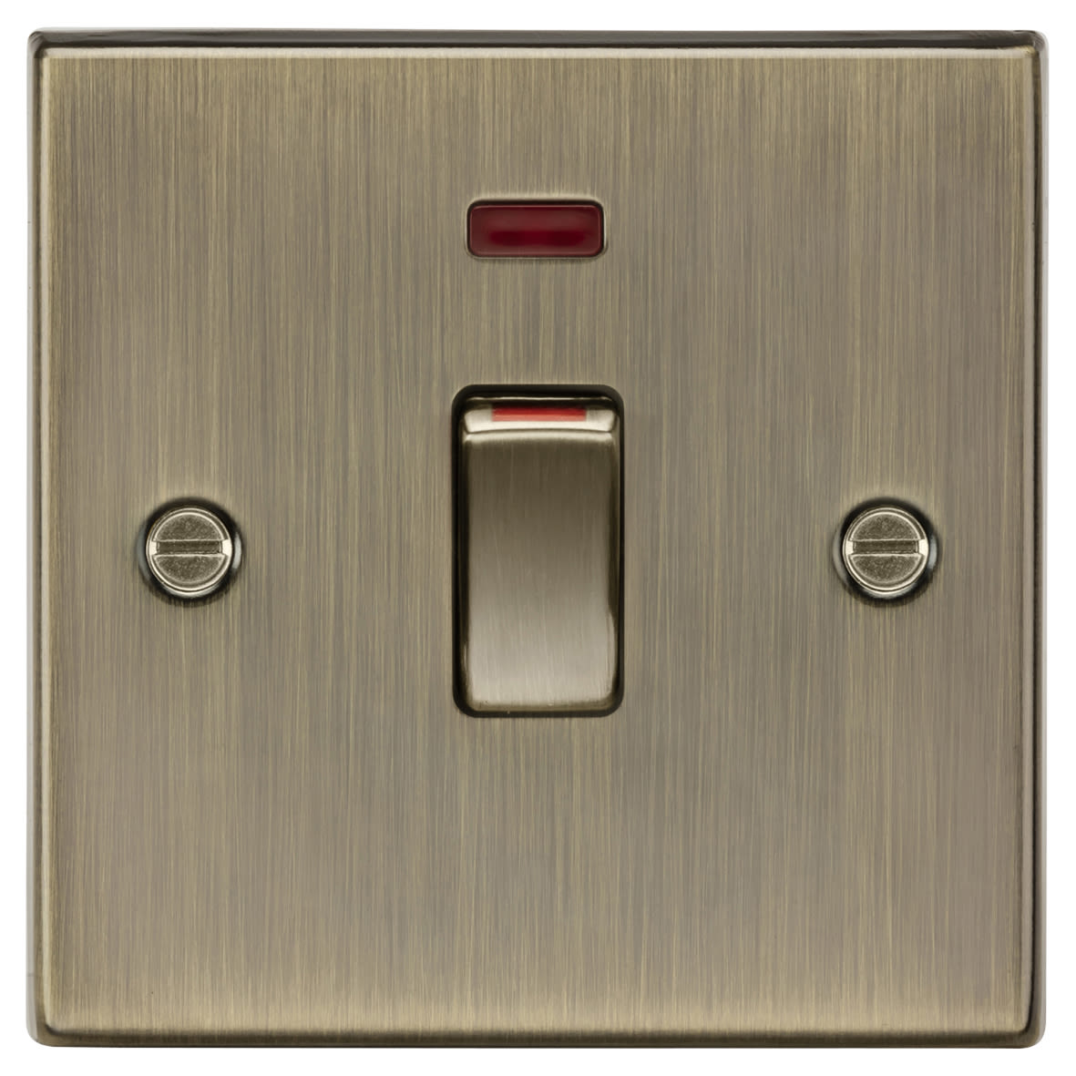 45A 1 Gang Double Pole Cooker Switch with Neon - Antique Brass