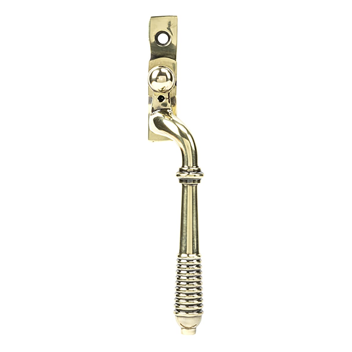 Reeded Locking Espagnolette Casement Window Handle - Right - Aged Brass