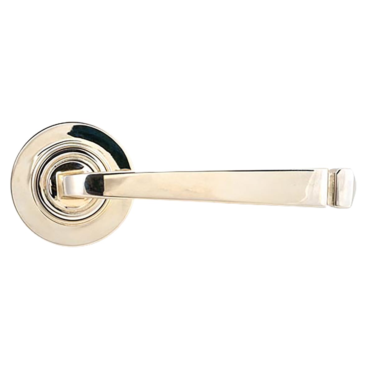 Polished Nickel Door Handles on Round Rose - Avon Range