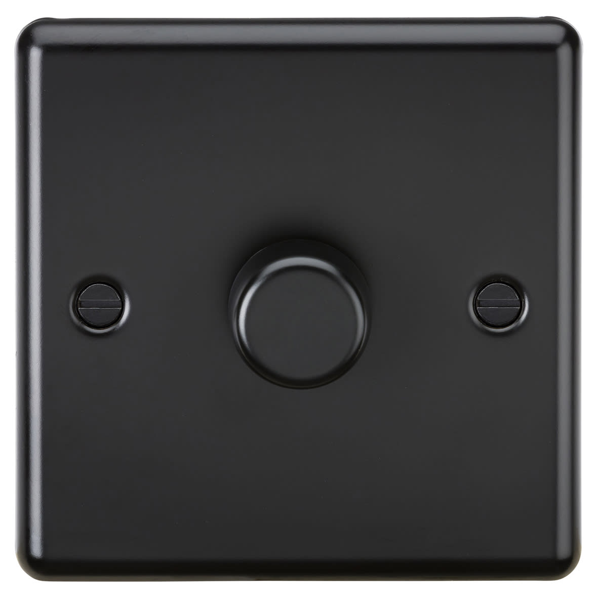 5-150W 1 Gang 2 Way Push On/Off Rotary Rounded Intelligent LED Dimmer - Matt Black