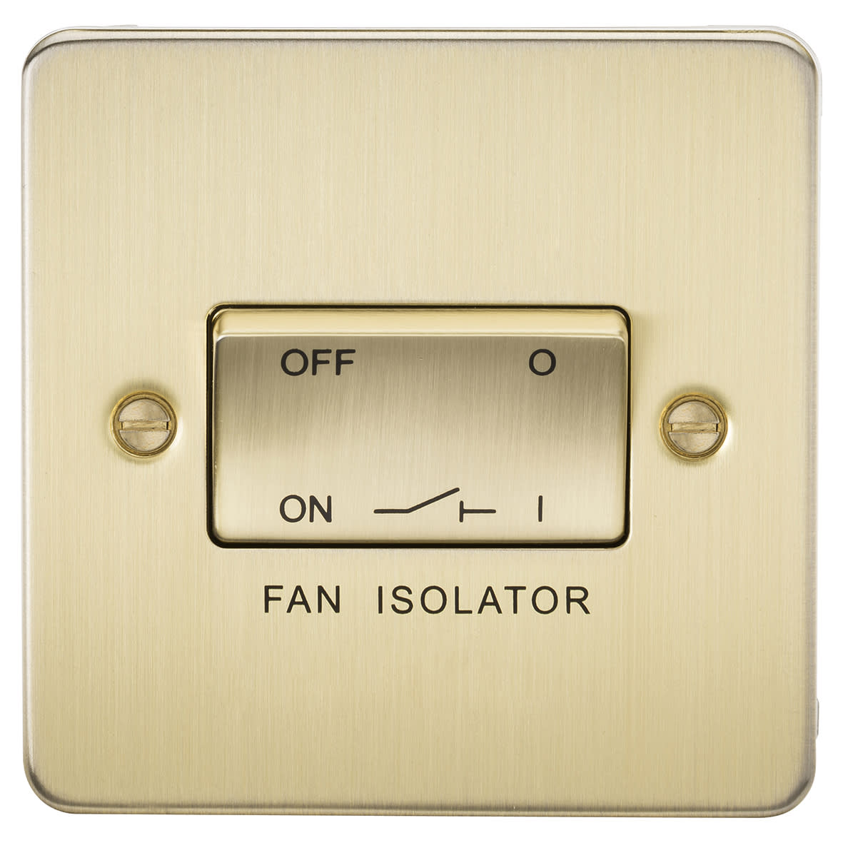 10A 1 Gang Flat Plate Triple Pole Fan Isolator Switch - Brushed Brass