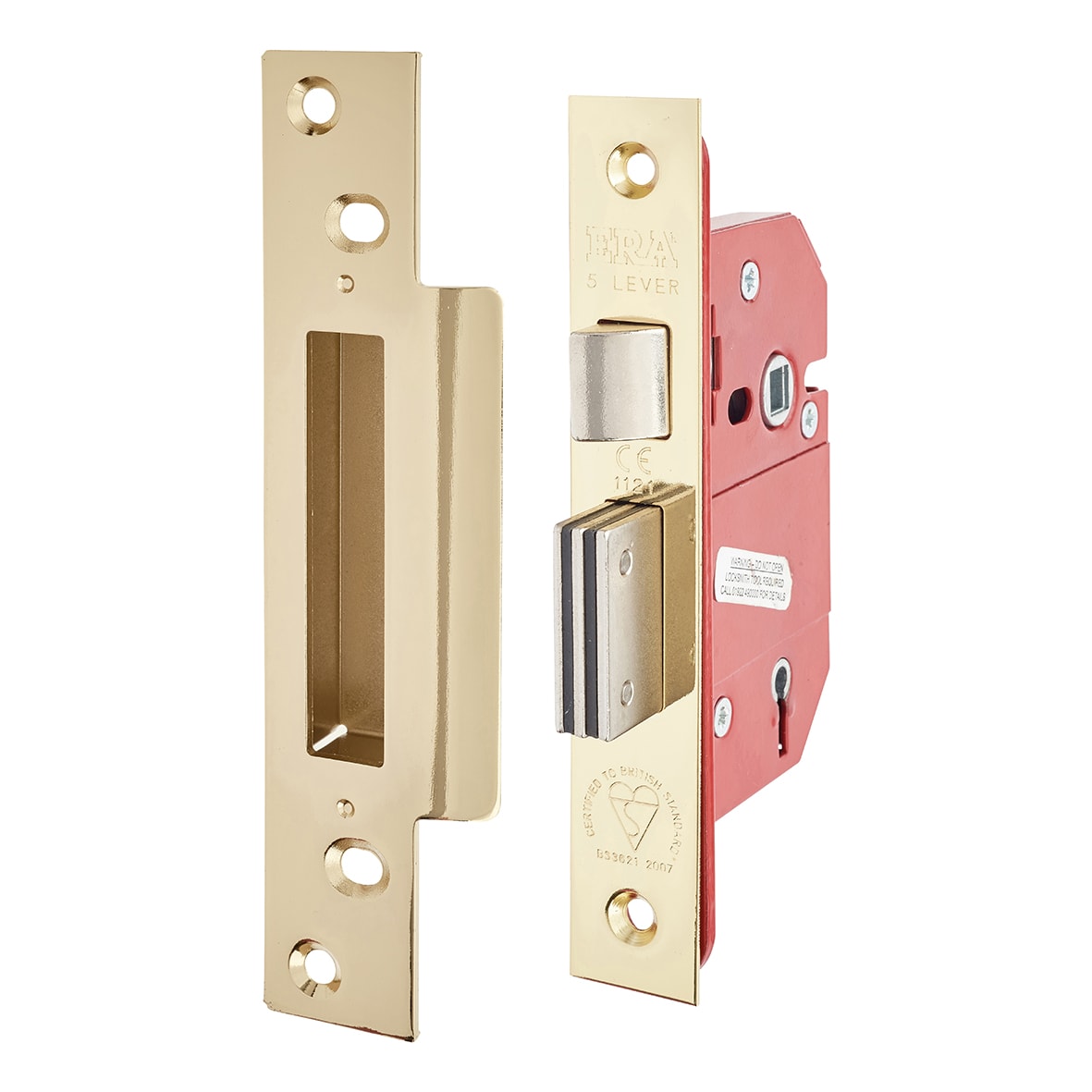 Fortress:2007 Bolt Through 5 Lever Sashlock - 67mm Case - 44mm Backset - Polished Brass