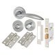 Satin Chrome Bathroom Lock Door Handles on Rose Pack - Morgan Range