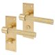 Satin Brass Knurled Bathroom Door Handles - Loxley Range - 150 x 50mm