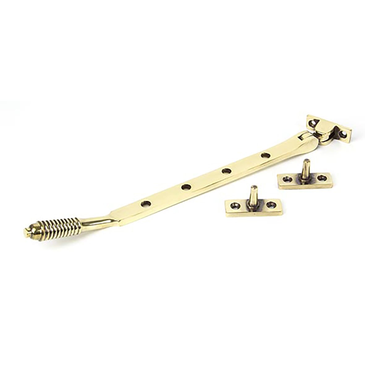 Reeded Casement Window Stay - 10"/250mm Length - Aged Brass