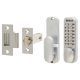 9160 Push Button Code Lock and Latch - Holdback Option - Satin Chrome