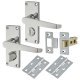 Polished Chrome Budget Straight Privacy Door Handles Pack - Short Plate