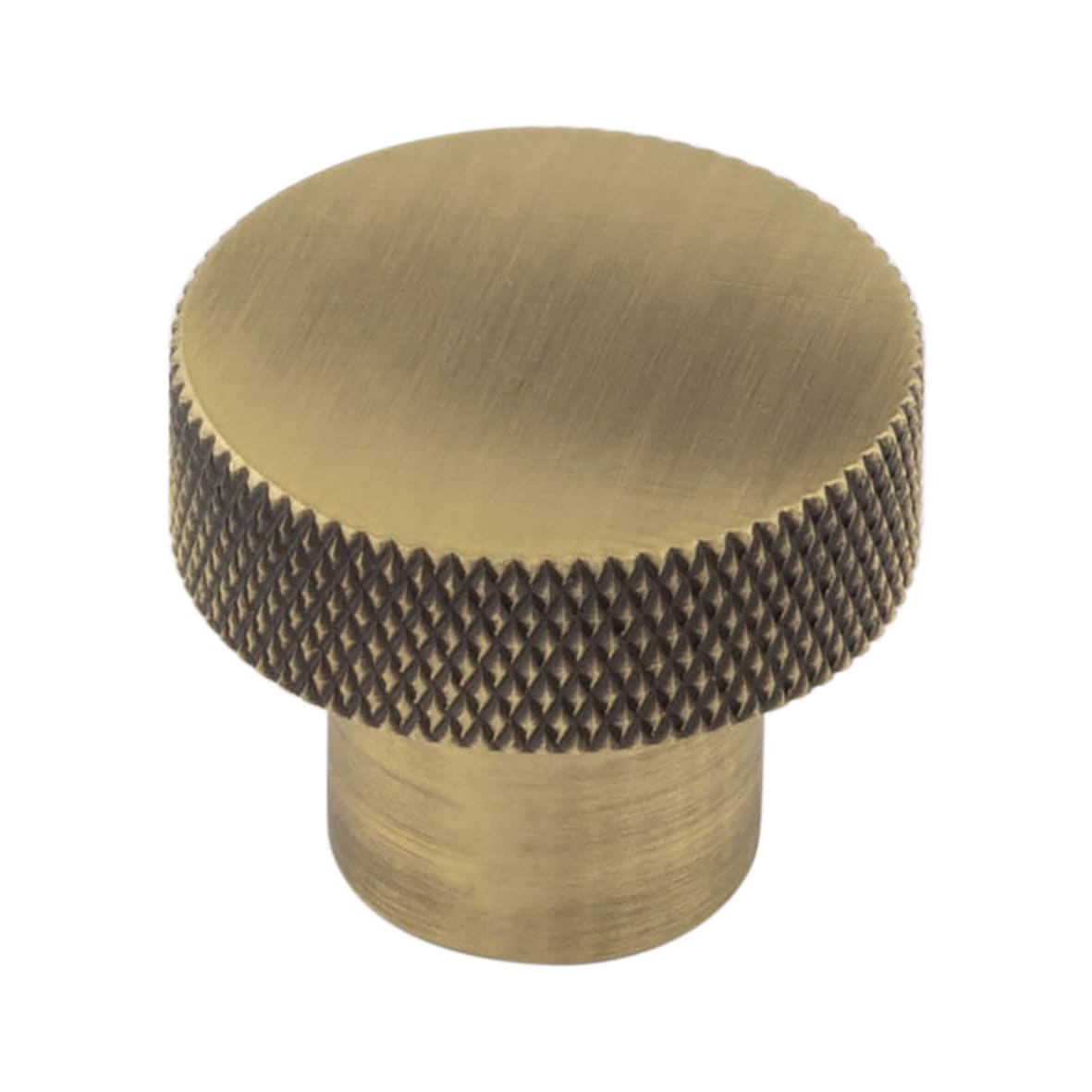 Wenlock Knurled Round Cabinet Knob - 30mm Diameter - Antique Brass
