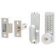 Push Button Code Lock and Tubular Latch with Key Override - Holdback Option - Stainless Steel