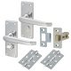Polished Chrome Victorian Straight Privacy Latch Door Handles Pack - Short Plate