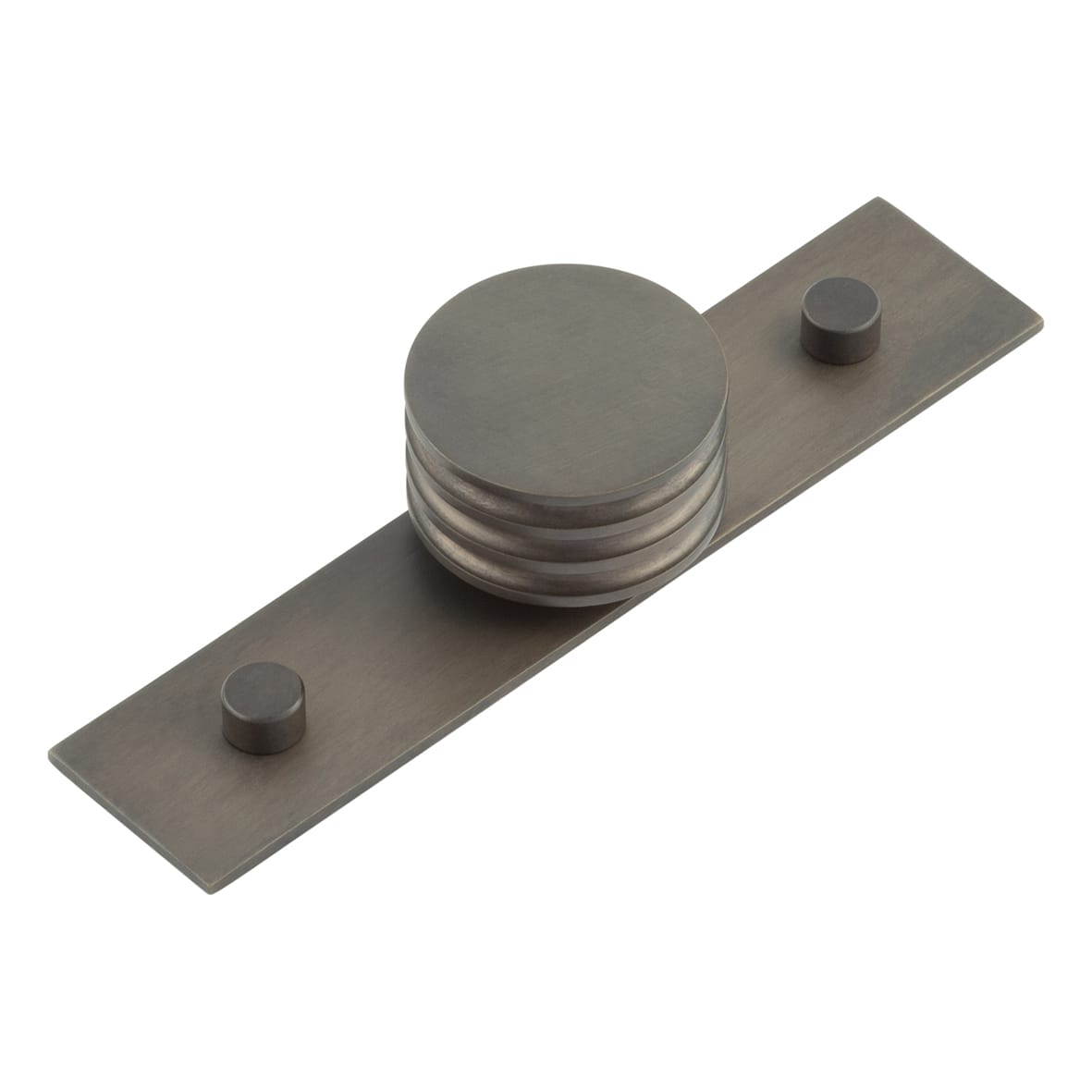 Sturt Grooved Round Cabinet Knob on Plain Backplate - 40mm Diameter - Dark Bronze