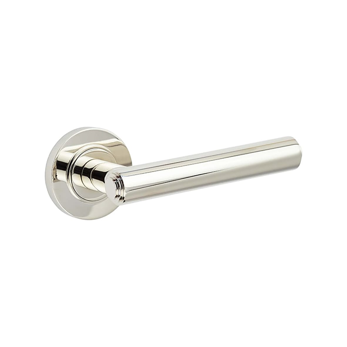 Polished Nickel Fire Rated Door Handles on Round Rose - Richmond Range