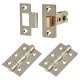 Tubular Latch Pack - 76mm Case - 57mm Backset - 2 x Fire Rated Ball Bearing Hinges - Satin Nickel