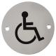 Disabled Toilet Door Sign - 75mm Diameter - Satin Aluminium