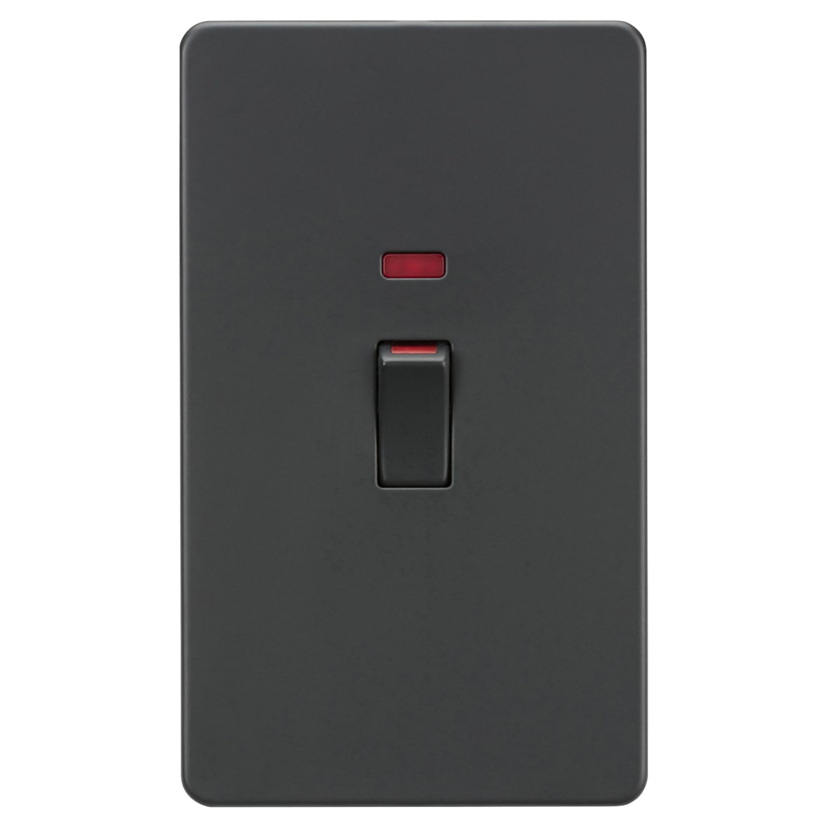 45A 2 Gang Screwless Double Pole Cooker Switch with Neon - Anthracite Grey