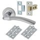 Satin/Polished Chrome Latch Door Handles on Rose Pack - Berkshire Range