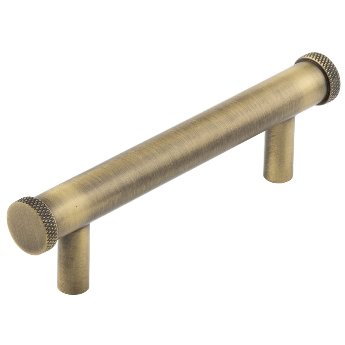 Wenlock 15mm Knurled T-Bar Cabinet Pull Handle - 96mm Centres - Antique Brass