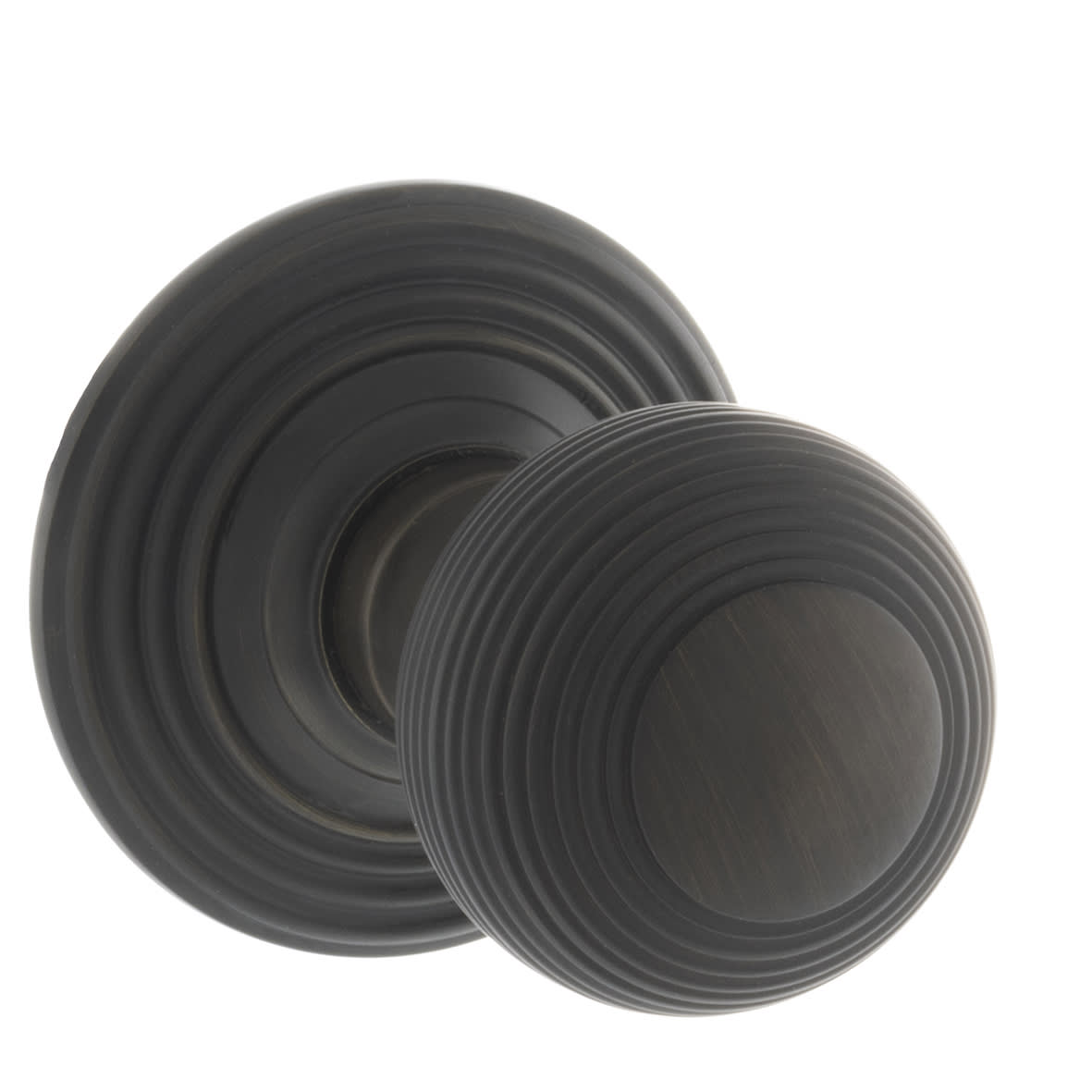 Old English Ripon Reeded Beehive Mortice Door Knob - 70mm Rose Diameter - Urban Dark Bronze