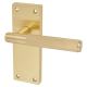 Satin Brass Lines Latch Door Handles - Nova Range - 155 x 55mm