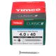 Classic Pozi Countersunk Wood Screws - 4.0 x 40mm - A2 Stainless Steel - Pack of 200